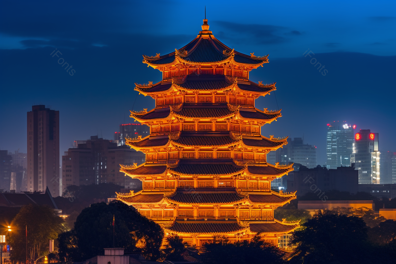 鼓楼建筑旅游度假的夜景背景图,高清,摄影图,摄影图片,图片大全,摄影图免费下载